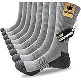 JOYNÉE 8 Pairs Mens Cushioned Crew Athletic Socks, Moisture Wicking Breathable Socks for Sport Running,Black,Sock Size:13-15