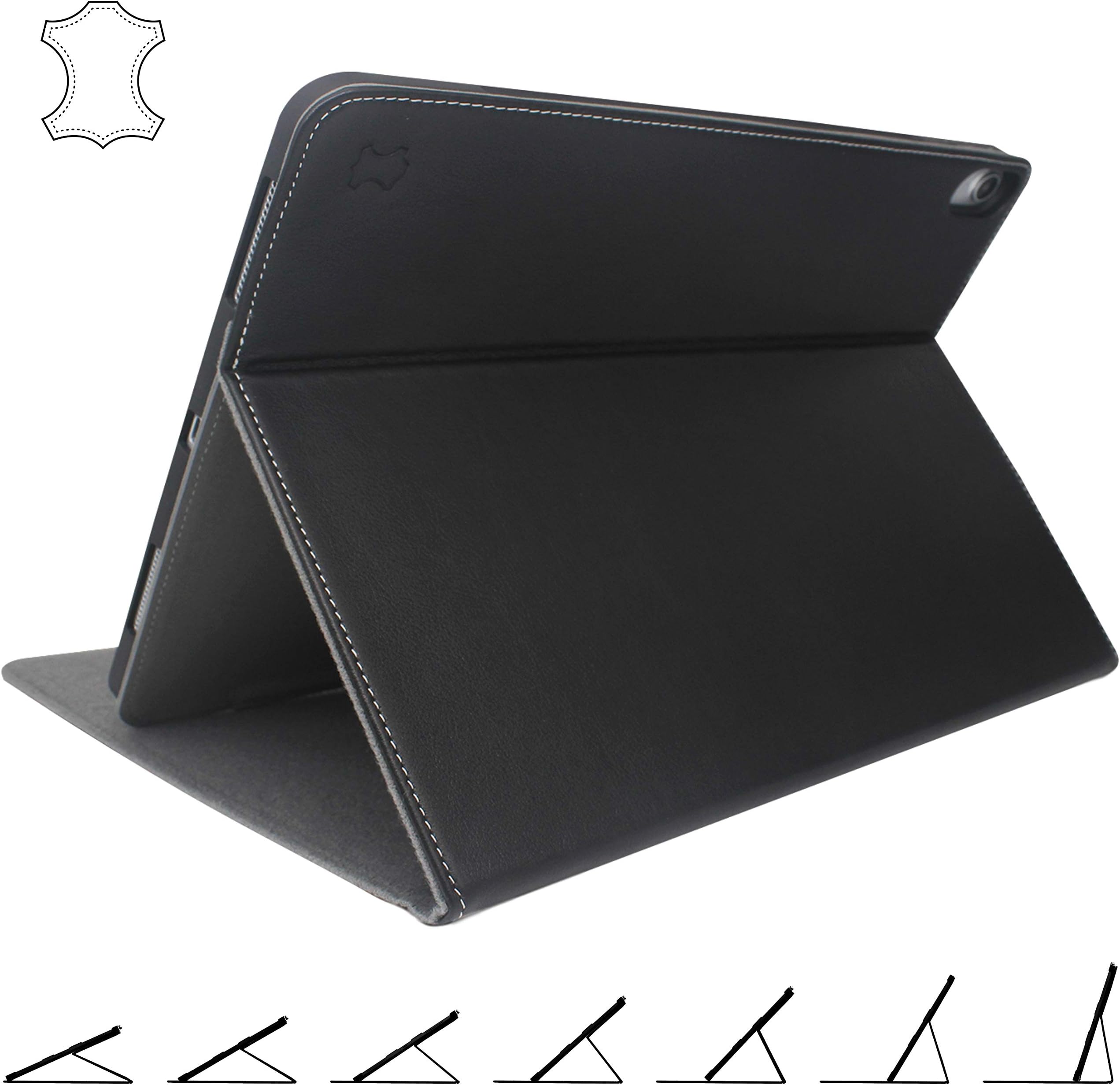 iPad Pro 11 Case Cover in Genuine Leather - Stands at Any Angle - with Apple Pencil Holder - Best for 11-inch 2018 Model