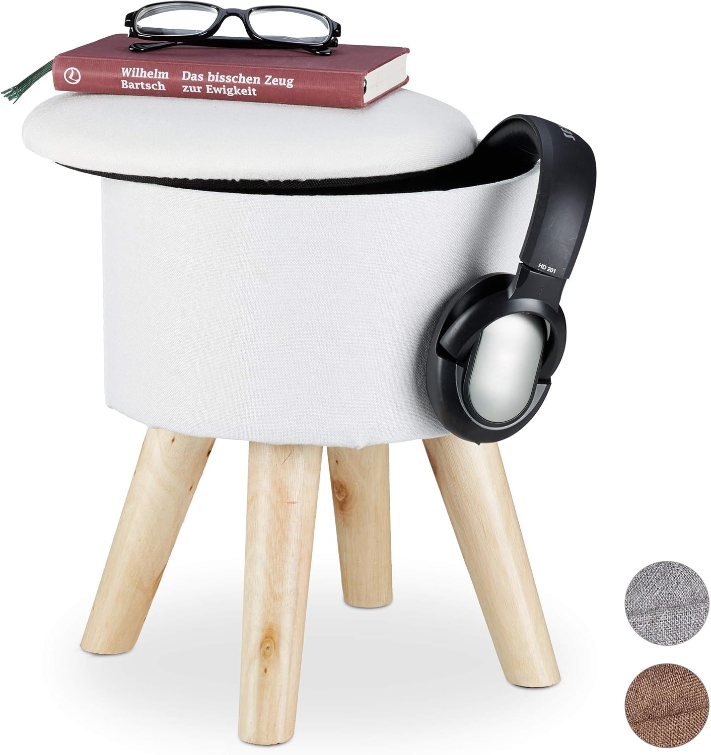 Sgabello In Finta Pelliccia Bianco - Pouf Per Trucco, Camera O Poggiapiedi - Foto 9