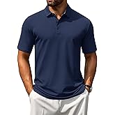 Cotrasen Men's Polo Shirts Short Sleeve Cotton Pique 3 Buttons Golf Shirts Classic Fit Casual Performance T-Shirt