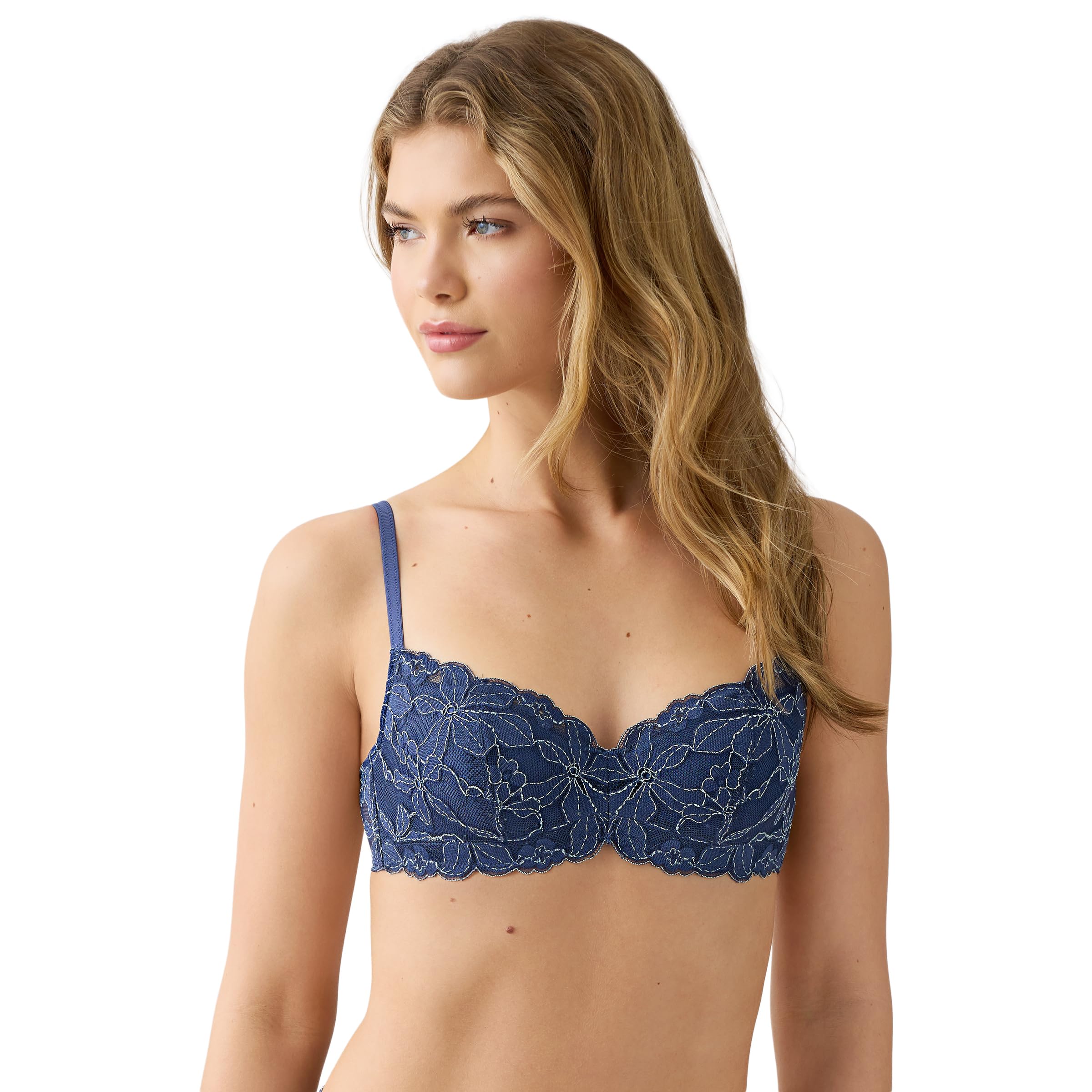 b.tempt’d by Wacoal Women’s Feeling Famous Lightly Padded Balconette Underwire Bra, 953309, Crown Blue/Blue Glow, 34C