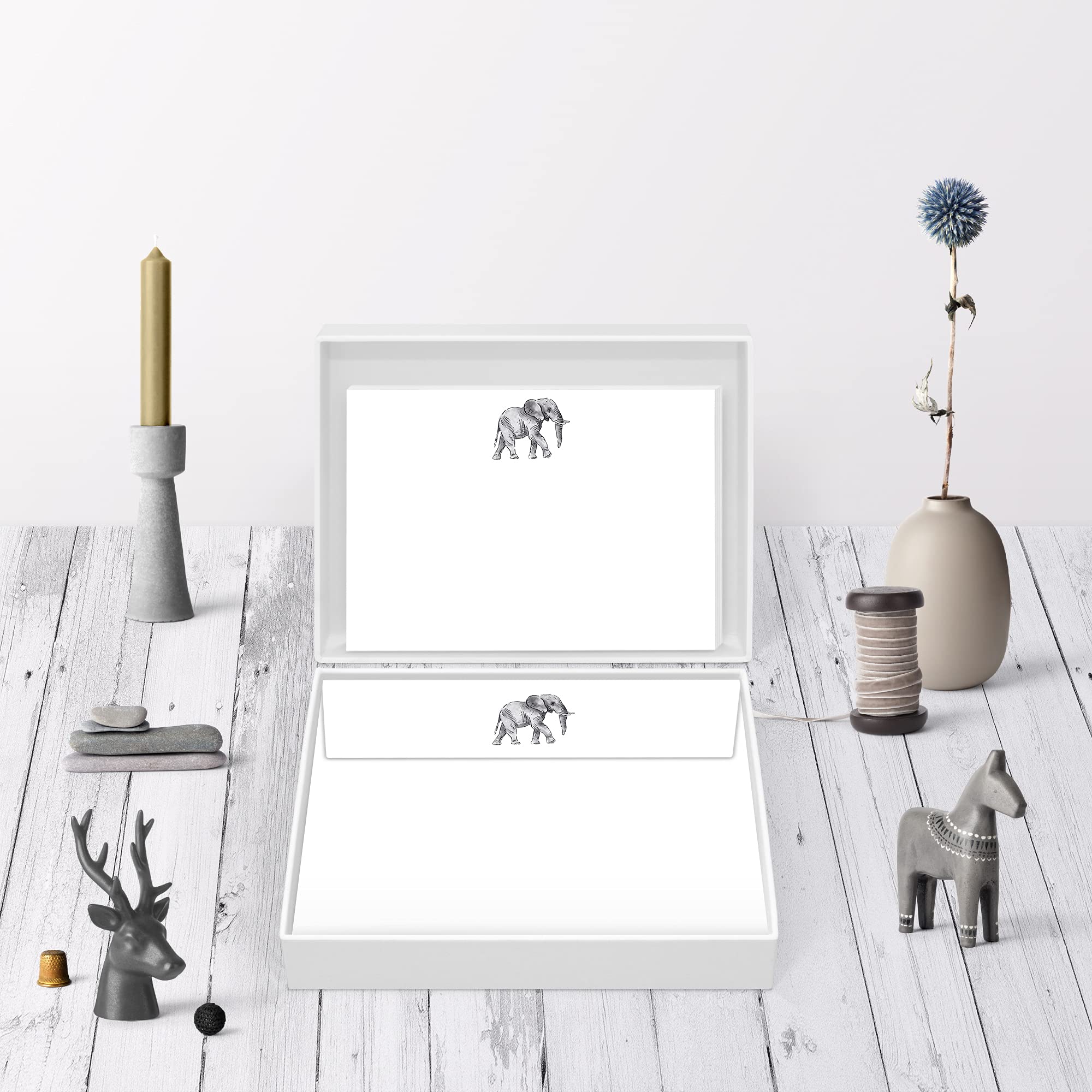 Me Loovely Elephant Flat Notecard with Envelopes Animal Greeting Cards A6 Size Notecards Correspondence Card Writing Stationery Supplies | Christmas Gifts (Pack of 20)