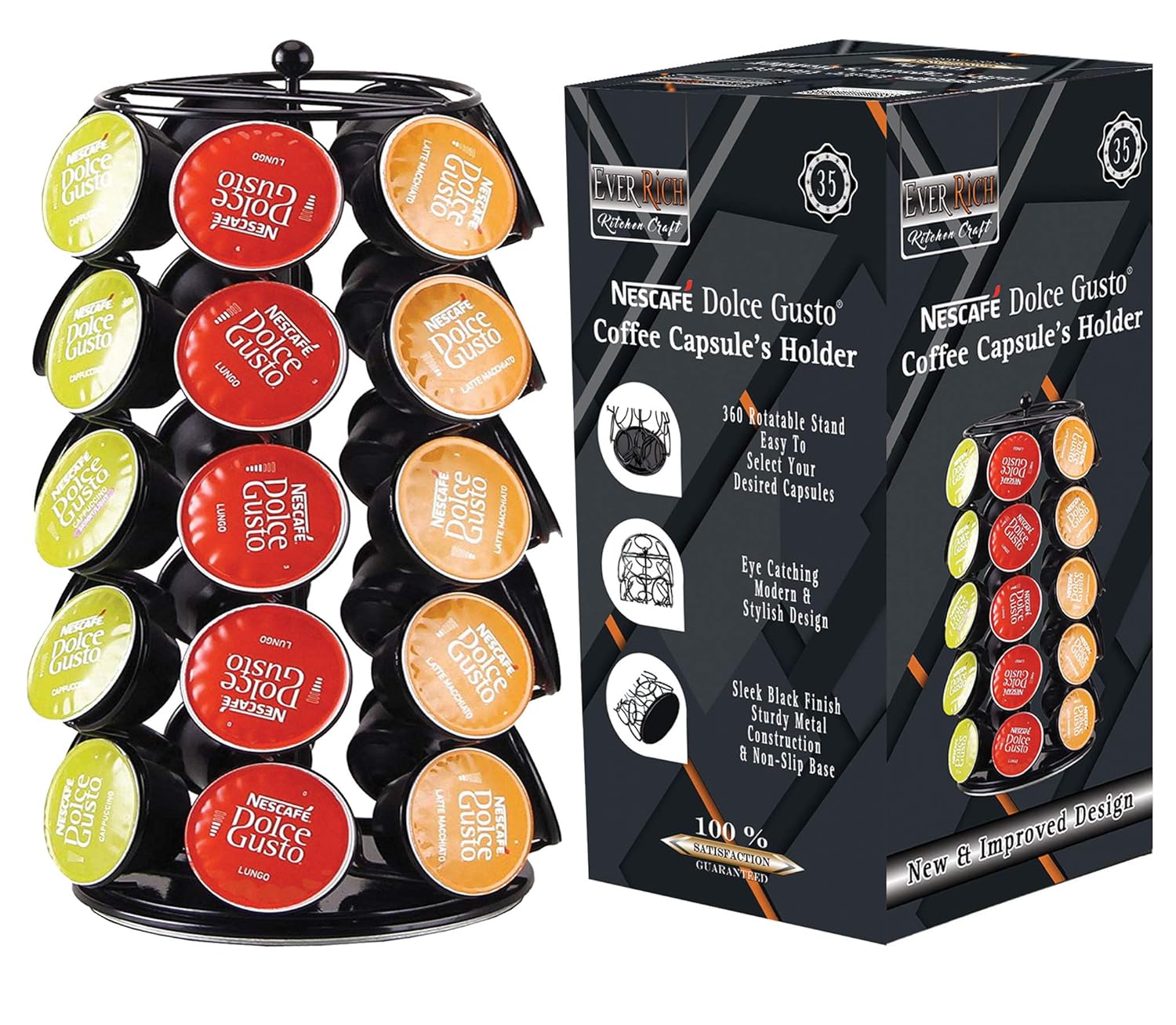 EVER RICH ® Dolce Gusto 24/35 Coffee POD Rotating Holder Rack (D&G Tower 35) Amazon.co.uk