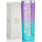 Onebttl Music Teacher Appreciation Gifts 20oz Skinny Tumbler with Lid Straw for Christmas, Appreciation Day, End of Term from Students - Purple Treble Maker