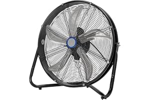 HICFM 4600 CFM 20 inch Heavy Duty Shroud Fan with Barrel and Powerful 1/5 HP Motor, High Velocity Air Circulator for Workshop, Garage, Commercial or Industrial rooms - UL Safety Listed