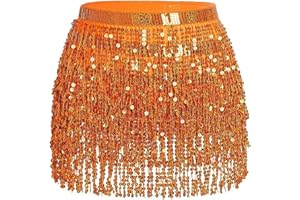 HIWIND Sequin Skirt Sparkle Skirt Belly Dance Hip Scarf Mardi Gras Outfits for Women Space Cowgirl Costume