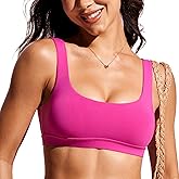 CRZ YOGA Womens Scoop Neck Bikini Tops Wide Straps U Back Bathing Suit Swimsuit Push Up Padded Sports Bra