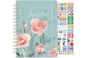 POLUMA Budget Planner - Budget Book with Bill Organizer and Expense Tracker, 6.1" x 8.25", 12 Month Undated Finance Planner/Account Book to Take Control of Your Money, Start Anytime - Flower