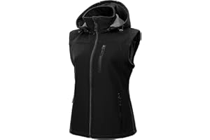CREATMO US Women's Lightweight Softshell Vest Outerwear Windbreaker Sleeveless Jacket With Removable Hood