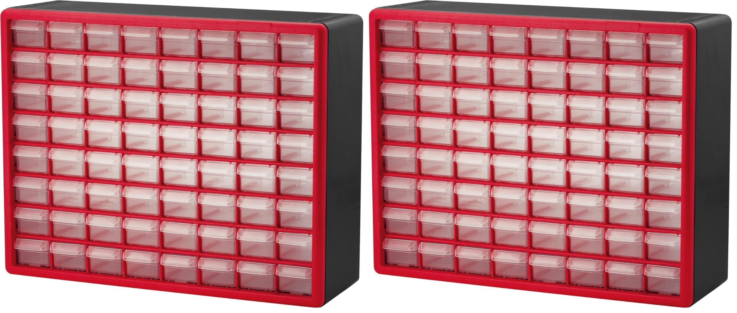 Akro-Mils 64-Drawer Plastic Drawer Storage Cabinet for Garage Organization, Bead Organizer, Building Bricks Storage, Teacher Toolbox, Makeup Organizer, 20-Inch W x 6-Inch D x 16-Inch H, 10164 Red Image Akro-Mils 64-Drawer Plastic Drawer Storage Cabinet for Garage Organization, Bead Organizer, Building Bricks Storage, Teacher Toolbox, Makeup Organizer, 20-Inch W x 6-Inch D x 16-Inch H, 10164 Red Image