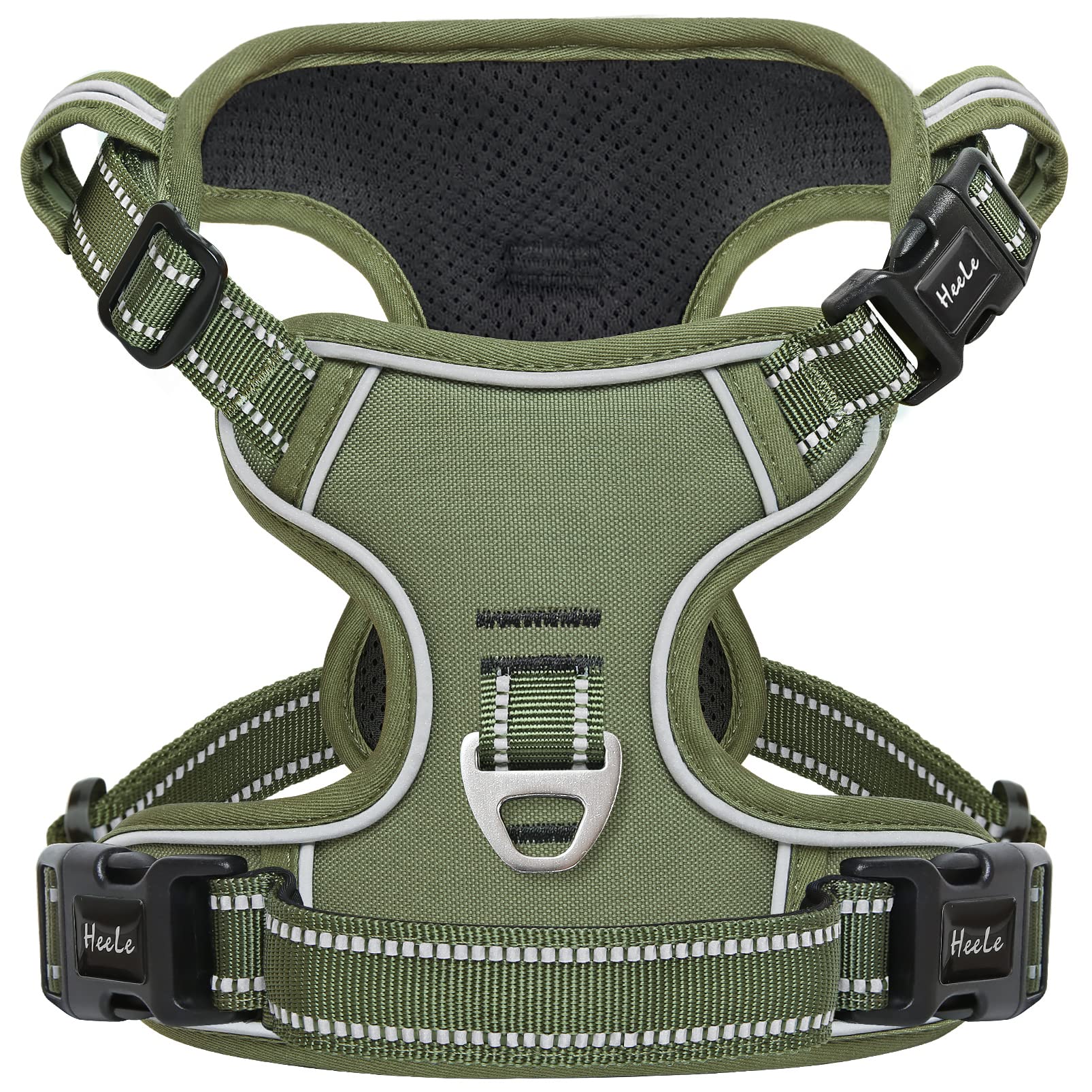 HEELE Dog Harness, No Pull Dog Harness Small, Release on Neck, Front Back Clips Dog Vest Harness Reflective Adjustable Padded, Easy Control Handle for Outdoor Walking Training, Green, S