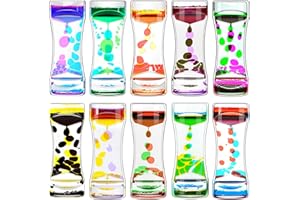 FKYTION Liquid Motion Bubbler Timer Pack of 10 Great Desktop Colorful Hourglass Liquid Bubbler Small Calming Relaxing Toys Sensory Anxiety Autism ADHD Fidget Toys (10 Pack, Rainbow)