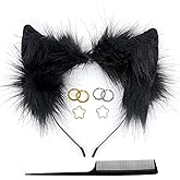 GaliaFaya Cat Wolf Fox Dog Ears Headband Handmade Long Faux fur Cosplay Halloween Costume Party