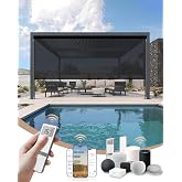 Kincmo Motorized Outdoor Shades, Outdoor Motorized Blinds for Patio Porch | Custom Waterproof &amp; Windproof Electric Patio Shades Work with Apple Homekit, Alexa, Google (Black-3% Openness)