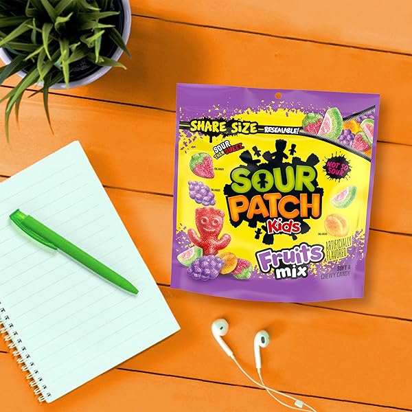 SOUR PATCH KIDS FRUITS MIX SOFT & CHEWY GUMMY CANDY, SHARE SIZE, 11.03 OZ