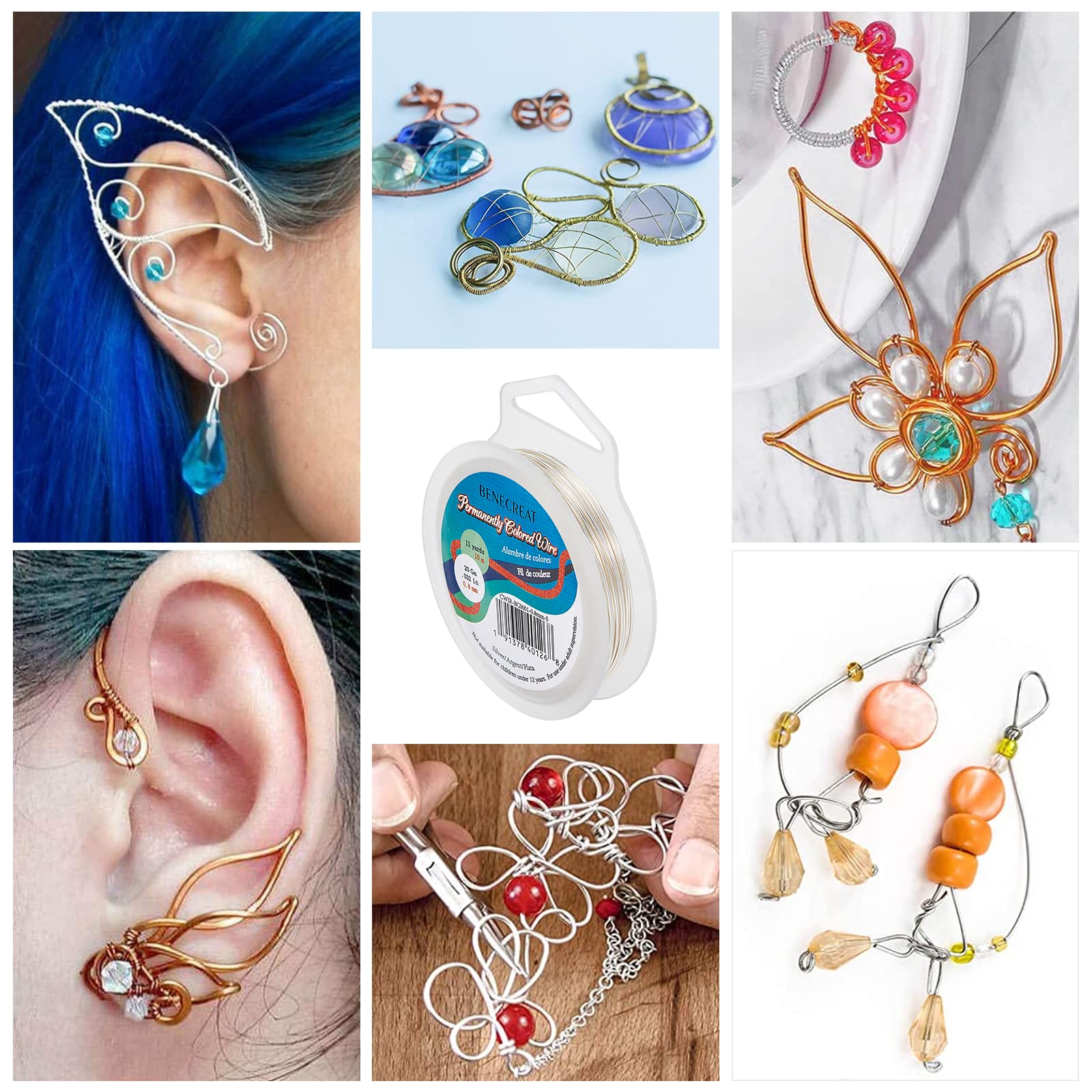 BENECREAT 20 Gauge Wire Jewelry Silver Copper Wire Tarnish Resistant Beading Wire for Craft Jewelry Making, Wreaths, Weaving, Pendant Wrapping, 33 Feet