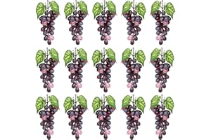 VEOAY 15 Bunches Fake Grapes Decorative Fruit Artificial Grapes for Home House Kitchen Party Wedding Photography Decor - Burgundy Red