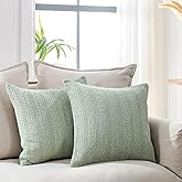 COCOPLOCEUS Sage Green Pillow Covers 18x18 Boho Throw Pillow Covers Set of 2 Decorative Pillow Shams Stone Washed Cotton Pillowcase for Couch Sofa Chair Bed Car