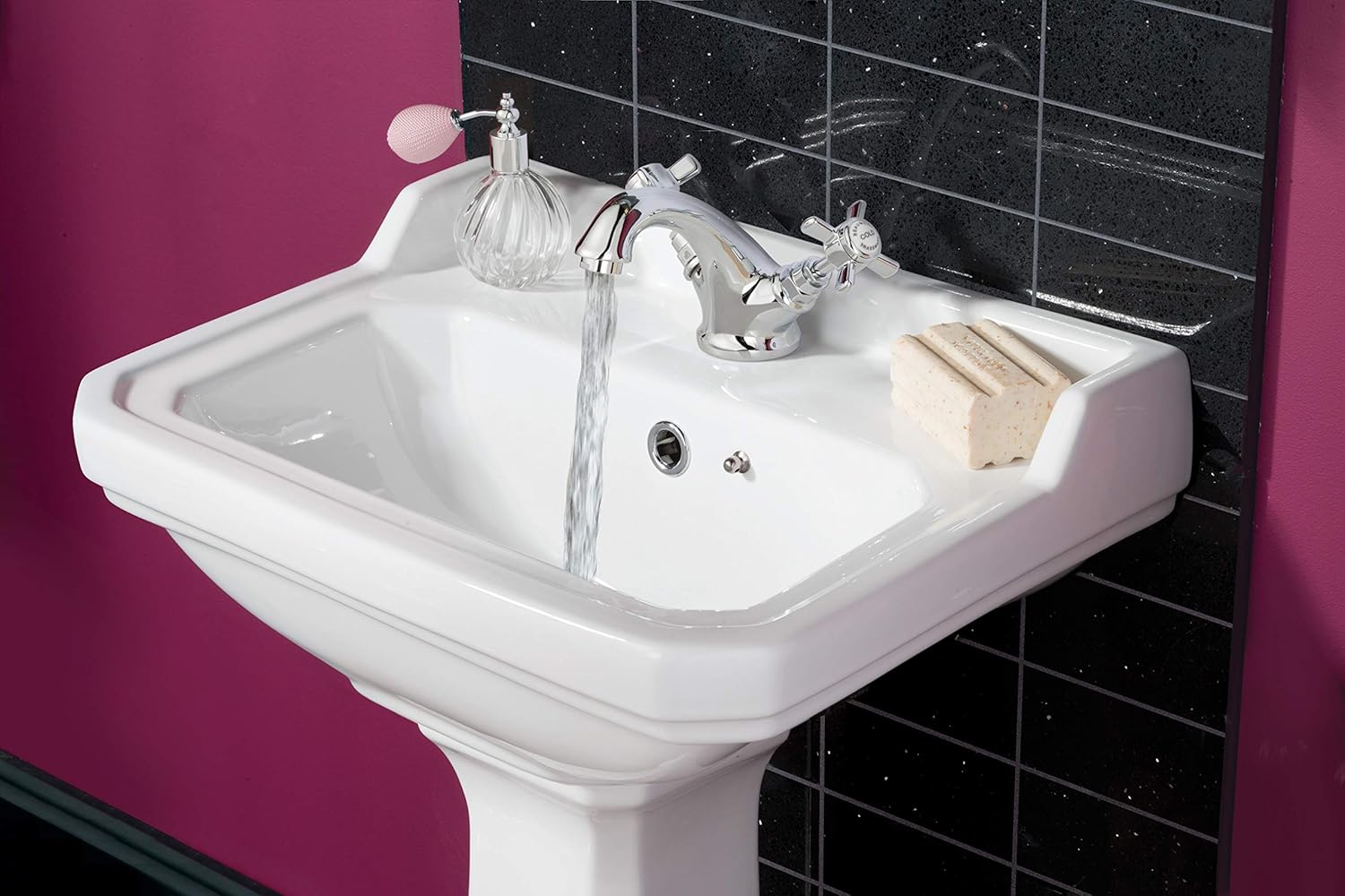 nuie I305X Beaumont Traditional Bathroom Luxury Crosshead Handle Mono Basin Mixer Tap with Pop-Up Waste, 112 x 62 x 197mm , Chrome - Image 5