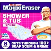 Mr. Clean Magic Eraser Sponge, Bathroom, Shower, Tub Cleaner, Soap Scum Remover, Bathroom Cleaning Supplies, Dawn Cleaning Power with Lemon Scent, Shower &amp; Tub, 8ct