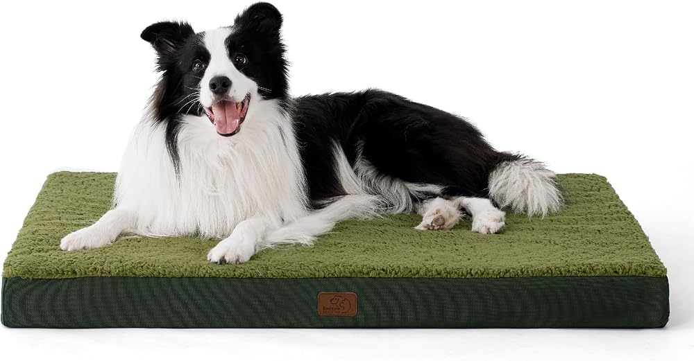 Bedsure Large Dog Bed Washable Orthopedic Pillow 91x69x7.6cm Dark Green