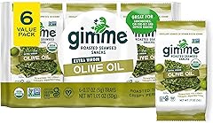 Gimme Seaweed Organic Premium Roasted Seaweed Snacks, Extra Virgin Olive Oil, 6 Count, Keto, Vegan, Gluten-Free, Great Source