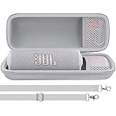 Aenllosi for JBL Flip 7/6/ 5 Protable Bluetooth Speaker Hard Case with Adjustable Shoulder Strap, White (Case Only)