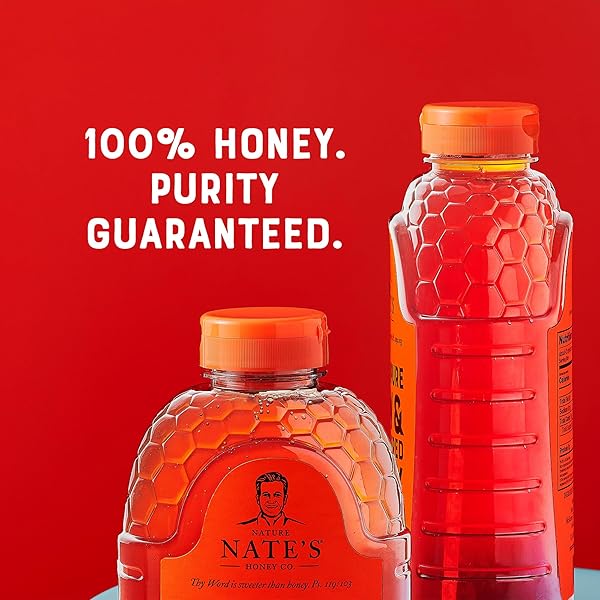 NATE’S 100% PURE, RAW & UNFILTERED HONEY – AWARD-WINNING TASTE, 32OZ. SQUEEZE BOTTLE