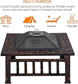 Yaheetech Outdoor Fire Pit 81cm Square 3-in-1 with Cover and Poker Copper view 7