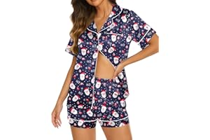 Ekouaer Silk Pajamas for Women Short Sleeve Sleepwear Soft Button Down Loungewear 2 Piece Satin Pjs Shorts Set