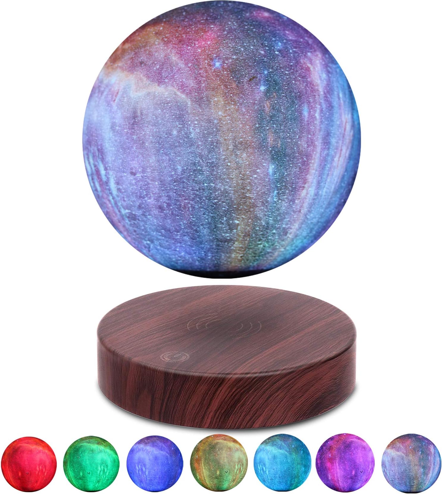 VGAzer Levitating Moon Lamp Floating and Spinning in Air Freely with Gradually Changing LED Lights Between 7 Colors,Decorative Light Perfect Gift for Kids Lover Friends (Round Base)