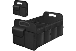 HABOPET Trunk Organizer, Collapsible Waterproof car Trunk Organizer for SUVs & Sedans, Car Storage Organizers with Reinforced Handles, Car Accessories for Women and Men, 2 Compartments, 52L, Black