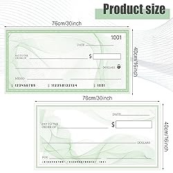 2 Pieces Giant Blank Check Fake Checks Oversized