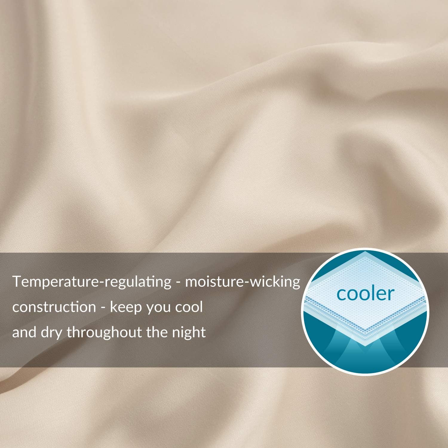 Bedsure 100% Bamboo Sheets Twin Size Cooling Sheets Deep Pocket Bed Sheets-Super Soft Hypoallergenic,Breathable - 3 Pieces 1 Fitted Sheet with 16 Inches, 1 Flat Sheet, 1 Pillowcases-Beige: Home & Kitchen