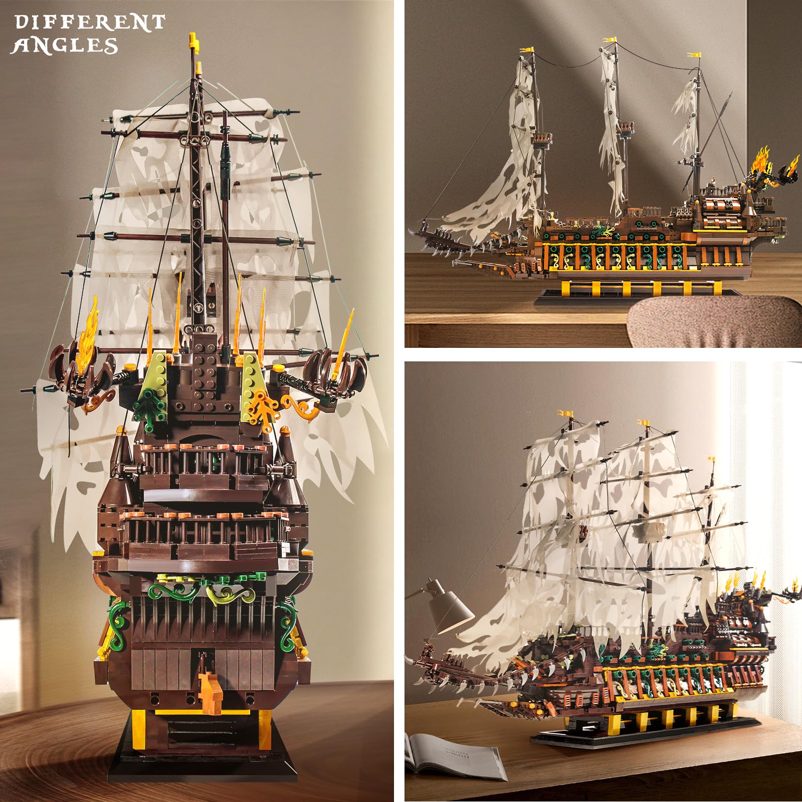 Mould King 13197 Piratenschiff Klemmbausteine Bausteine Kit, 4364+ Stück MOC Fliegenden Holländers groß Segelschiff Spielzeug, Schiff Modell Bausatz für Teenager 14+ /Erwachsene 4