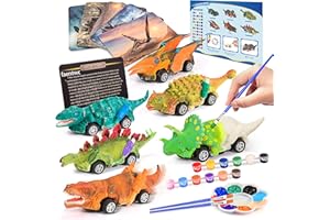 faentwc Dinosaur Painting Toys for Kids 5-7: Christmas Birthday Gifts for Kid Age 3-12 2 in 1 Dino Arts Painting Kits and Pull Back Cars Toy for Boys 4 5 6 7 8 9 10 Year Old Art & Craft Set