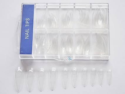 KM-Nails - 100 uñas postizas puntiagudas, color transparente, en caja: Amazon.es: Belleza