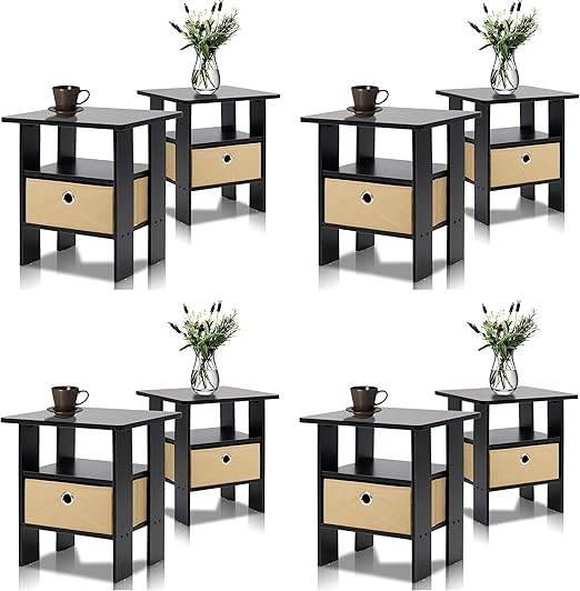 Furinno 2 11157ex End Table Bedroom Night Stand Espresso Set Of 2 Petite