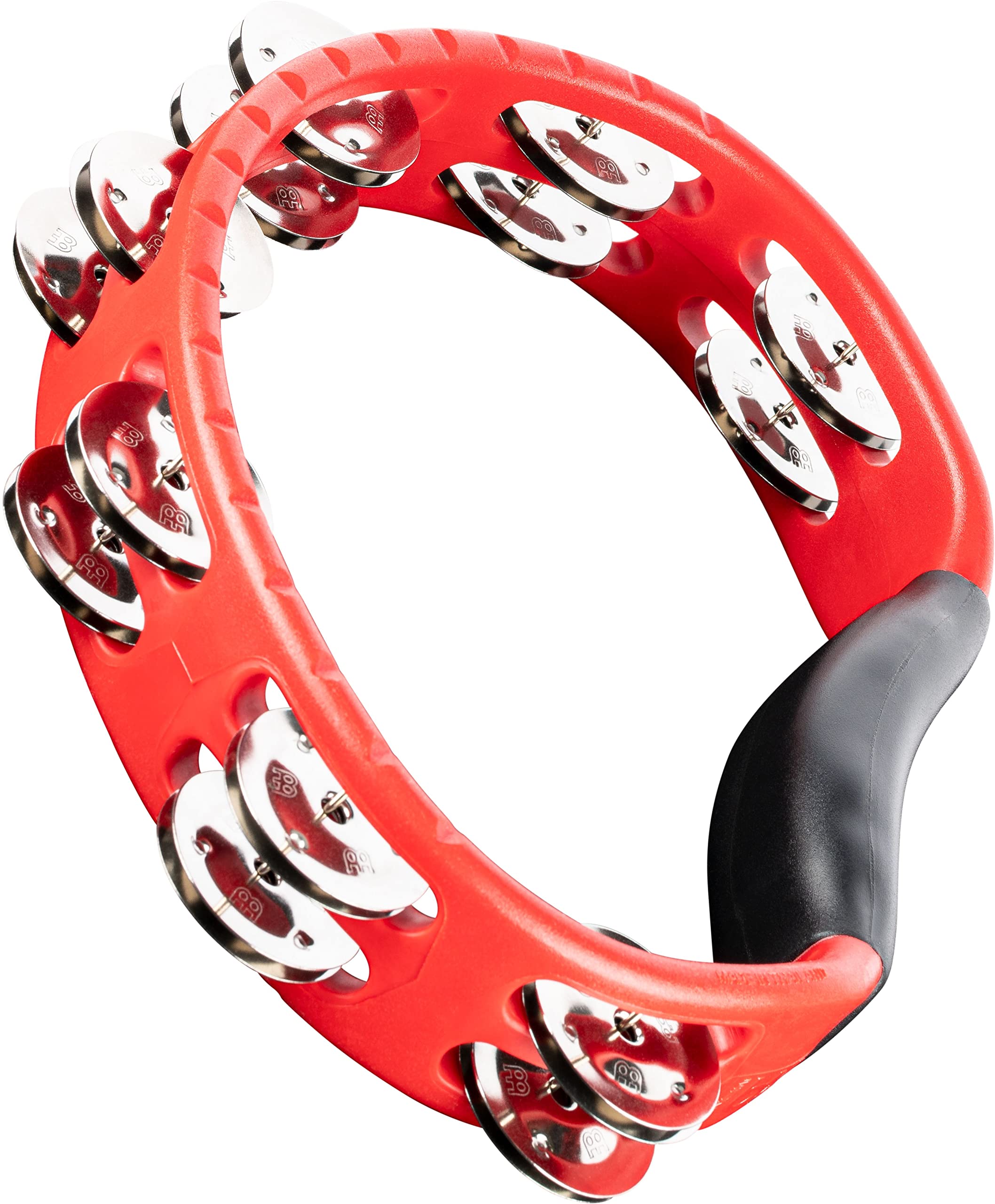 Meinl Percussion Headliner Hand Tambourine - 2-Row Tambourine - With Curved Handle - ABS Plastic / Steel, Red / Silver (HTMT1R)