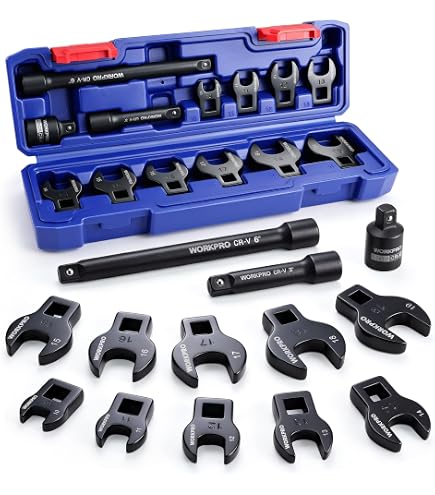 10-Piece Metric Crows Foot Wrench Set – 10mm To 22mm, 3/8” Drive Ratchet Compatible, With Clip-On Storage Rail