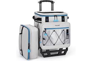 TOURIT 75 Can Rolling Cooler Detachable Double Deck Beach Cooler with Wheels Collapsible for Outdoor, Camping, Picnic, Travel
