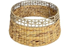 Ahzemepinyo Christmas Tree Collar, 24'' Christmas Tree Ring, Natural Woven Christmas Tree Collar Water Hyacinth Basket Base Cover Rustic Farmhouse Christmas Tree Skirt for Christmas Tree Decoration