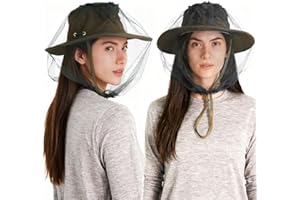 Mosquito Head Net, 6 pcs Extra Fine Holes Mosquito Net Hat for Insect, Lightweight Net Mesh Face Protector for Camping, Hikin