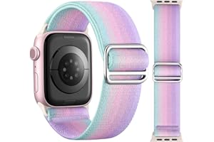 Omnillert Smooth Stretchy Band Compatible with Apple Watch Series 10 9 8 7 6 5 4 3 SE Bands Women Men, Stylish Gradient Color Elastic Band for iWatch Apple Watch 38 40 41 42 44 45 46 49 mm Accessories