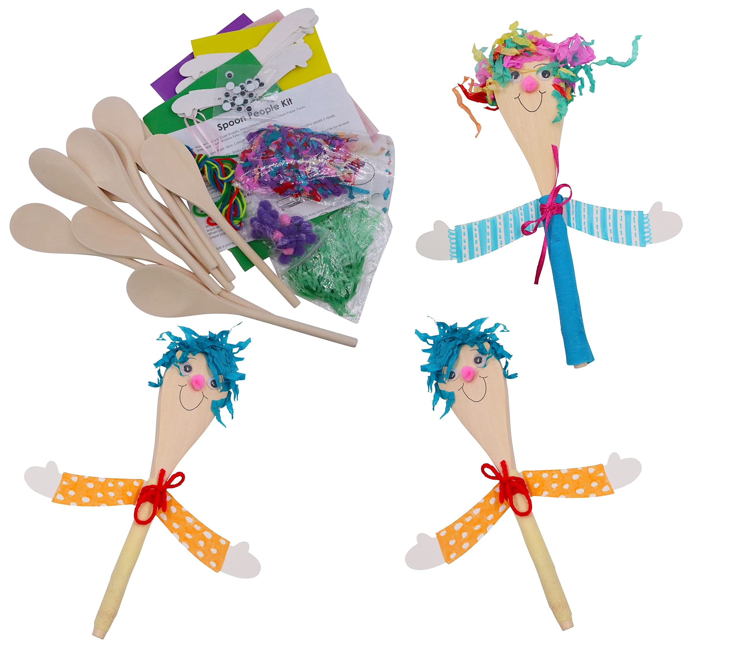 Craftplay Wooden spoon people activity pack | Pack of 10 spoon puppets