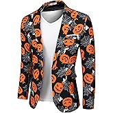 COOFANDY Men's Christmas Blazer Jacket One Button Halloween Sport Coat Christmas Party Holiday Jacket
