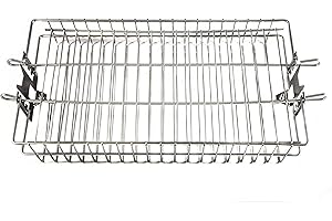 ONEGRILL BBQ PRODUCTS OneGrill Stainless Steel Universal Grill Rotisserie Spit Rod Flat Basket (Fits 5/16 Inch Square, 3/8 Inch Square, & 1/2 Inch Hexagon Spit Rods)