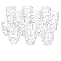 Amazon Basics 12-Piece Tritan Glass Drinkware Set - Hobnail Highball and Double Old Fashioned, 6-Pieces Each, 18oz./13oz…