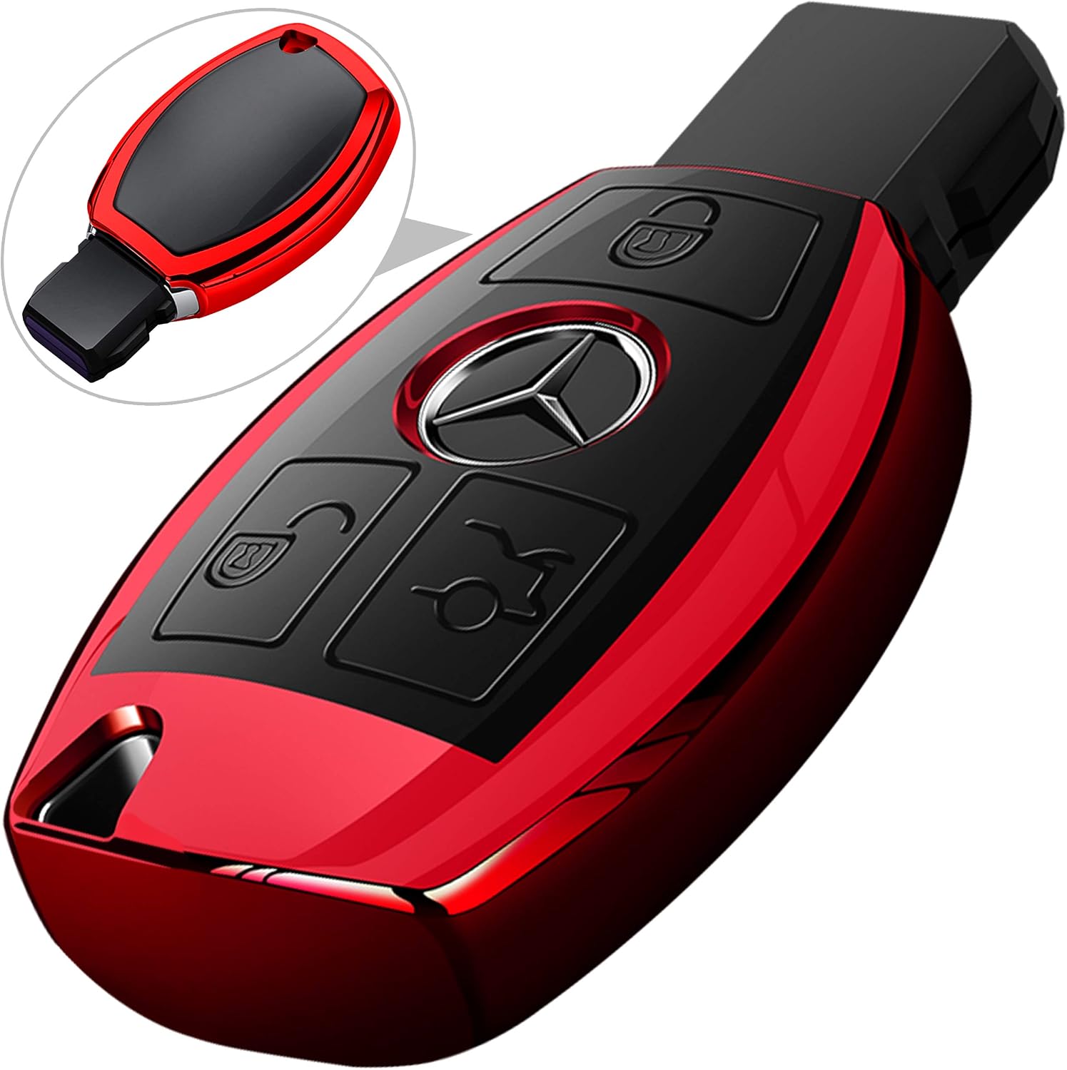 Coque De Protection Pour Clé Mercedes Benz - Compatible Classe C, E, S, GLA, GLC, Etc. - Argenté - 6