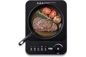 Elite Gourmet EIND57B SlimStore™ Induction Cooktop, Touch Controls, Ultra Thin 2" Profile, 10 Power Levels, Temps 140°F to 465°F, Fast Heat Up, Black